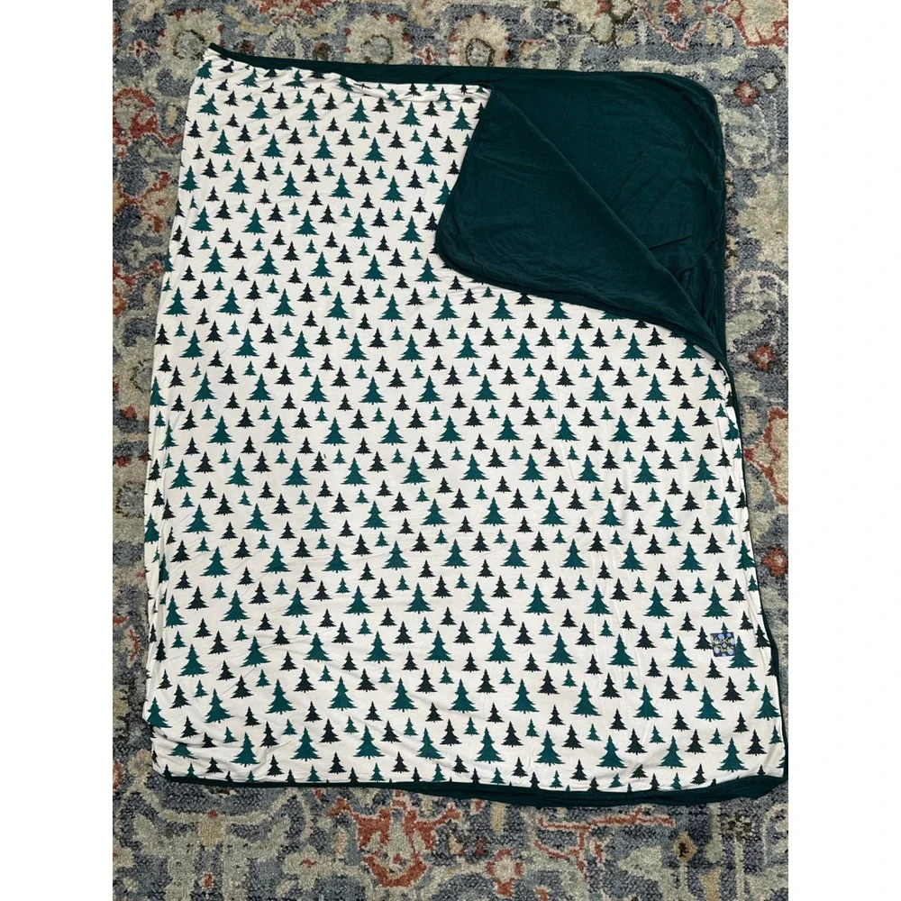 Kickee Pants Double Layer Blanket Boys One Size Green Pine‎ Tree EUC